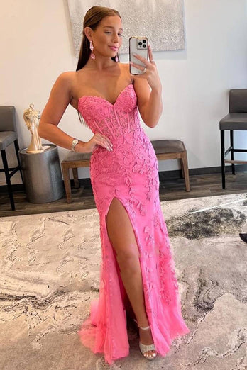 Mermaid Sweetheart Side Slit Long Prom Dress with Appliques