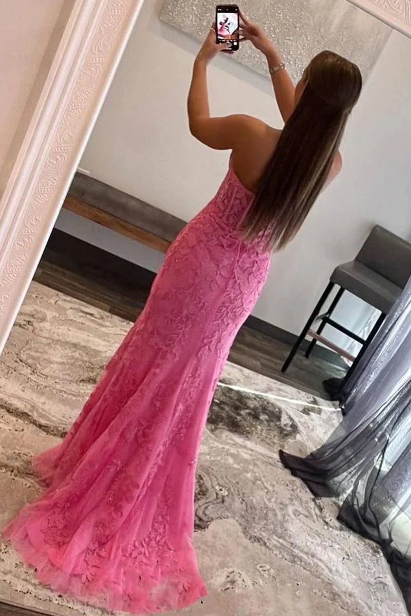 Load image into Gallery viewer, Mermaid Sweetheart Side Slit Long Prom Dress with Appliques