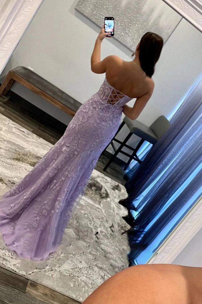 Load image into Gallery viewer, Mermaid Sweetheart Side Slit Long Prom Dress with Appliques