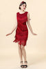 Load image into Gallery viewer, QUEENDANCER Sheath Round Neck Burgundy 1920s Dress with Tassel