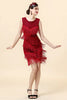 Load image into Gallery viewer, QUEENDANCER Sheath Round Neck Burgundy 1920s Dress with Tassel