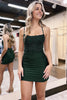Load image into Gallery viewer, Dark Green Bodycon Spaghetti Straps Short Homecoming Dress with Appliques