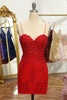 Load image into Gallery viewer, Pink Spaghetti Straps Bodycon Homecoming Dress with Appliques