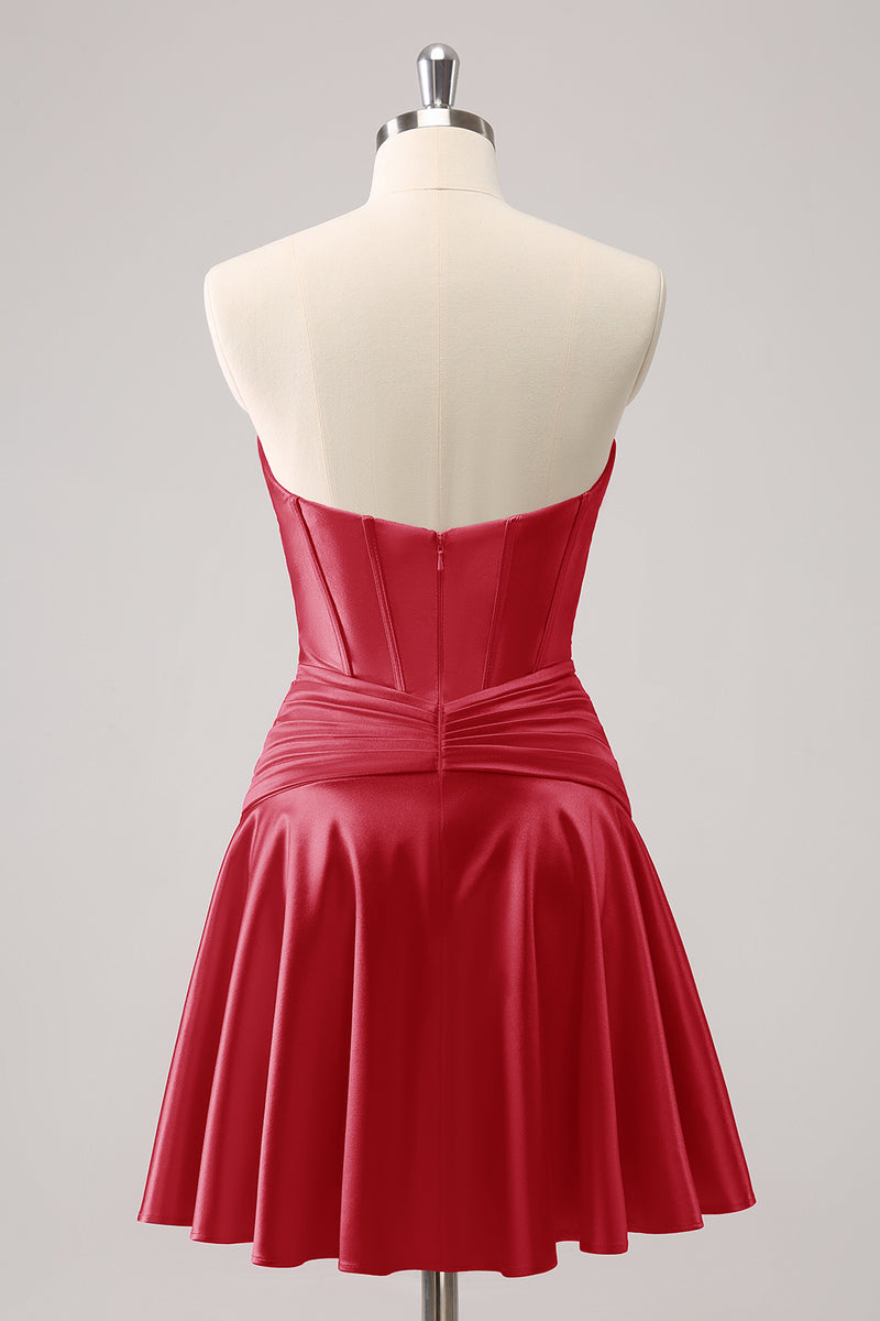 Load image into Gallery viewer, Fuchsia A-Line Sweetheart Corset Short Homecoming Dress