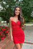 Load image into Gallery viewer, Pink Spaghetti Straps Bodycon Homecoming Dress with Appliques