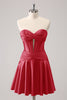 Load image into Gallery viewer, Fuchsia A-Line Sweetheart Corset Short Homecoming Dress