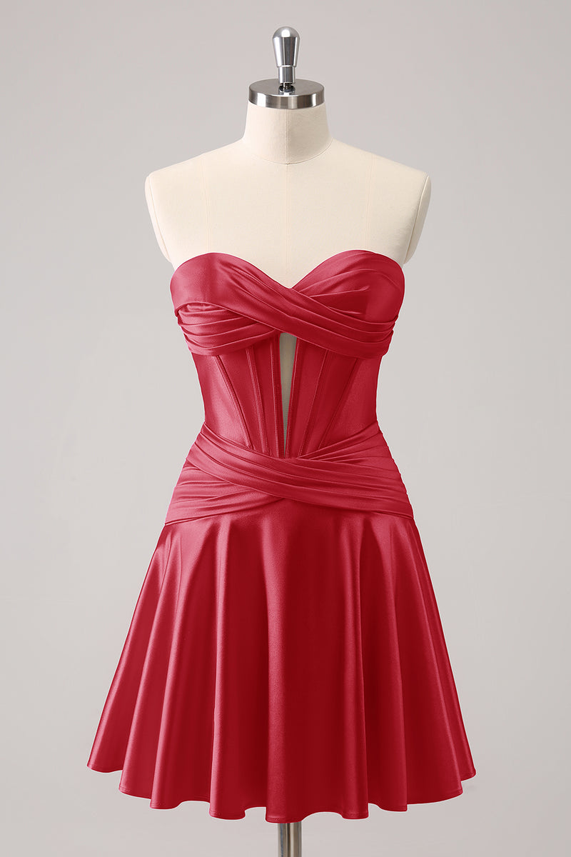 Load image into Gallery viewer, Fuchsia A-Line Sweetheart Corset Short Homecoming Dress