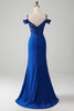 Load image into Gallery viewer, Royal Blue Mermaid Beaded Appliques Long Corset Prom Dress With Slit