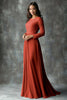 Load image into Gallery viewer, Floral Rust Pleated Mother of the Bride Dress with Appliques