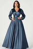 Load image into Gallery viewer, Twilight Satin V-Neck Mother of the Bride Dress with Sleeves