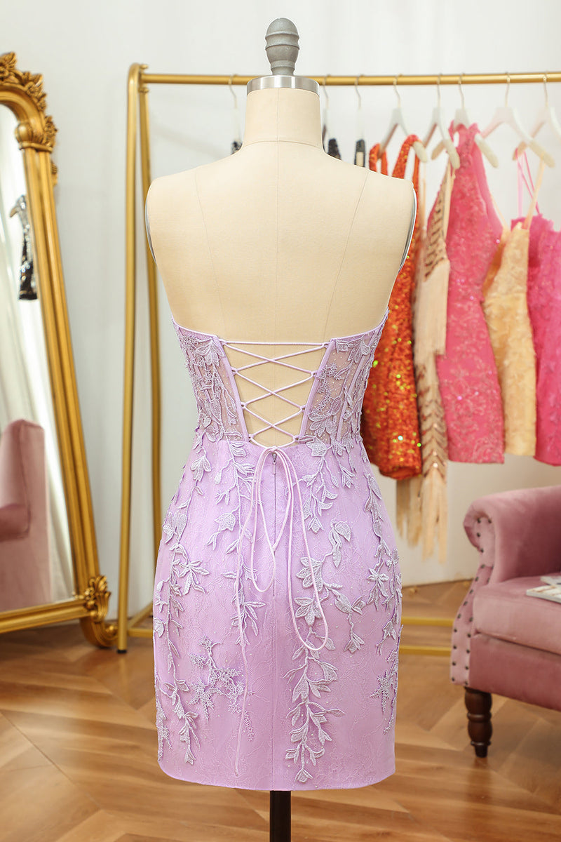 Load image into Gallery viewer, Pink Sweetheart Bodycon Corset Homecoming Dress with Appliques