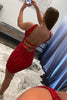 Load image into Gallery viewer, Glitter Red Halter Backless Sequins Tight Homecoming Dress