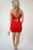 Load image into Gallery viewer, Red Spaghetti Straps Tight Keyhole Homecoming Dress with Appliques
