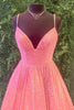 Load image into Gallery viewer, Sparkly Hot Pink Sequins A-Line Long Prom Dress