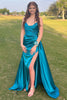 Load image into Gallery viewer, Peacock Green Sheath Sweetheart Long Prom Dress with Split