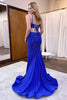 Load image into Gallery viewer, Mermaid Black Spaghetti Straps Long Prom Dress With Beading