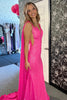 Load image into Gallery viewer, Mermaid Hot Pink Prom Dress With Wateau Train