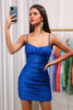Load image into Gallery viewer, Glitter Royal Blue Spaghetti Straps Tight Short Homecoming Dress with Sequins