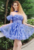 Load image into Gallery viewer, A-Line Blue Detachable Sleeves Short Homecoming Dress with Ruffles