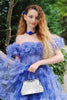 Load image into Gallery viewer, A-Line Blue Detachable Sleeves Short Homecoming Dress with Ruffles