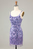 Load image into Gallery viewer, Glitter Purple Fringed Sequins Tight Short Homecoming Dress