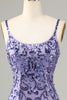 Load image into Gallery viewer, Glitter Purple Fringed Sequins Tight Short Homecoming Dress