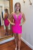 Load image into Gallery viewer, Sparkly Fuchsia Bodycon Homecoming Dress with Sequins