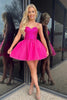 Load image into Gallery viewer, Sparkly Fuchsia A-Line Beaded Corset Tulle Homecoming Dress