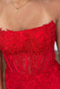 Load image into Gallery viewer, Red Strapless Corset Tight Homecoming Dress with Lace