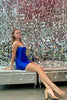 Load image into Gallery viewer, Sparkly Royal Blue Sweetheart Tight Satin Homecoming Dress with Beading