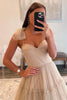 Load image into Gallery viewer, Khaki Spaghetti Straps A-Line Tulle Long Prom Dress with Bow