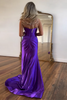 Load image into Gallery viewer, Coral Mermaid Strapless Satin Long Prom Dress with Slit