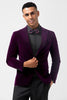 Load image into Gallery viewer, Dark Purple Peak Lapel One Button 2 Piece Prom Suits