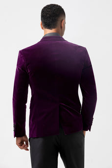 Dark Purple Peak Lapel One Button Prom Blazer