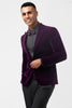 Load image into Gallery viewer, Dark Purple Peak Lapel One Button 2 Piece Prom Suits