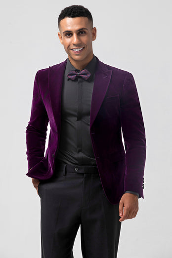 Dark Purple Peak Lapel One Button 2 Piece Prom Suits