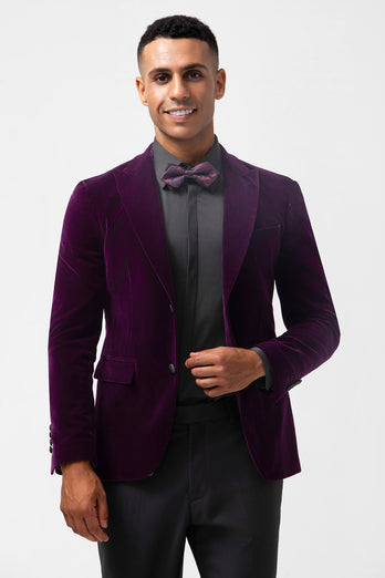 Dark Purple Peak Lapel One Button 2 Piece Prom Suits