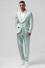 Load image into Gallery viewer, Mint Shawl Lapel Jacquard One Button 2 Piece Prom Suits