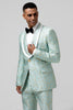 Load image into Gallery viewer, Mint Shawl Lapel Jacquard One Button 2 Piece Prom Suits