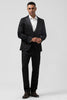 Load image into Gallery viewer, Black Peak Lapel Jacquard One Button 3 Piece Prom Suits