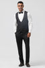 Load image into Gallery viewer, Black Peak Lapel Jacquard One Button 3 Piece Prom Suits