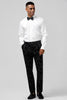 Load image into Gallery viewer, Peak Lapel Black Jacquard One Button 3 Piece Prom Suits