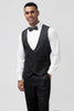 Load image into Gallery viewer, Black Peak Lapel Jacquard One Button 3 Piece Prom Suits