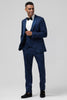 Load image into Gallery viewer, Black Peak Lapel Jacquard One Button 3 Piece Prom Suits