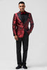 Load image into Gallery viewer, Burgundy Peak Lapel Jacquard One Button 2 Piece Prom Suits