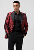 Load image into Gallery viewer, Burgundy Peak Lapel Jacquard One Button 2 Piece Prom Suits