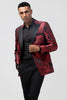 Load image into Gallery viewer, Burgundy Peak Lapel Jacquard One Button 2 Piece Prom Suits