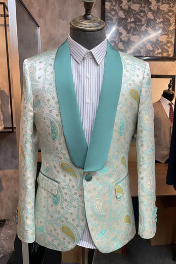 Light Green Shawl Lapel 3 Piece Men's Prom Suits