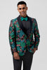 Load image into Gallery viewer, Green Shawl Lapel One Button Jacquard Prom Blazer