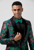 Load image into Gallery viewer, Green Shawl Lapel One Button Jacquard Prom Blazer